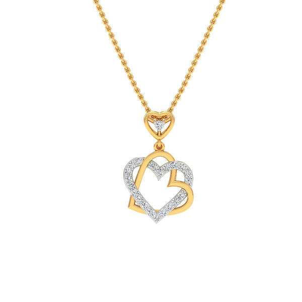 Dual Heart Pendant with Sparkling CVD Lab-Grown Diamonds