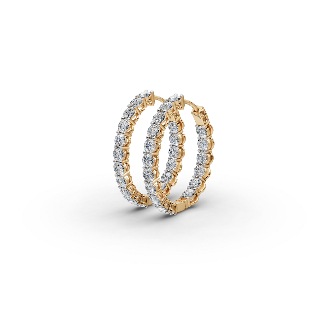 3.00 ct Designer Round Diamond-Studded Oval Shape Hoop EarHoops Earring