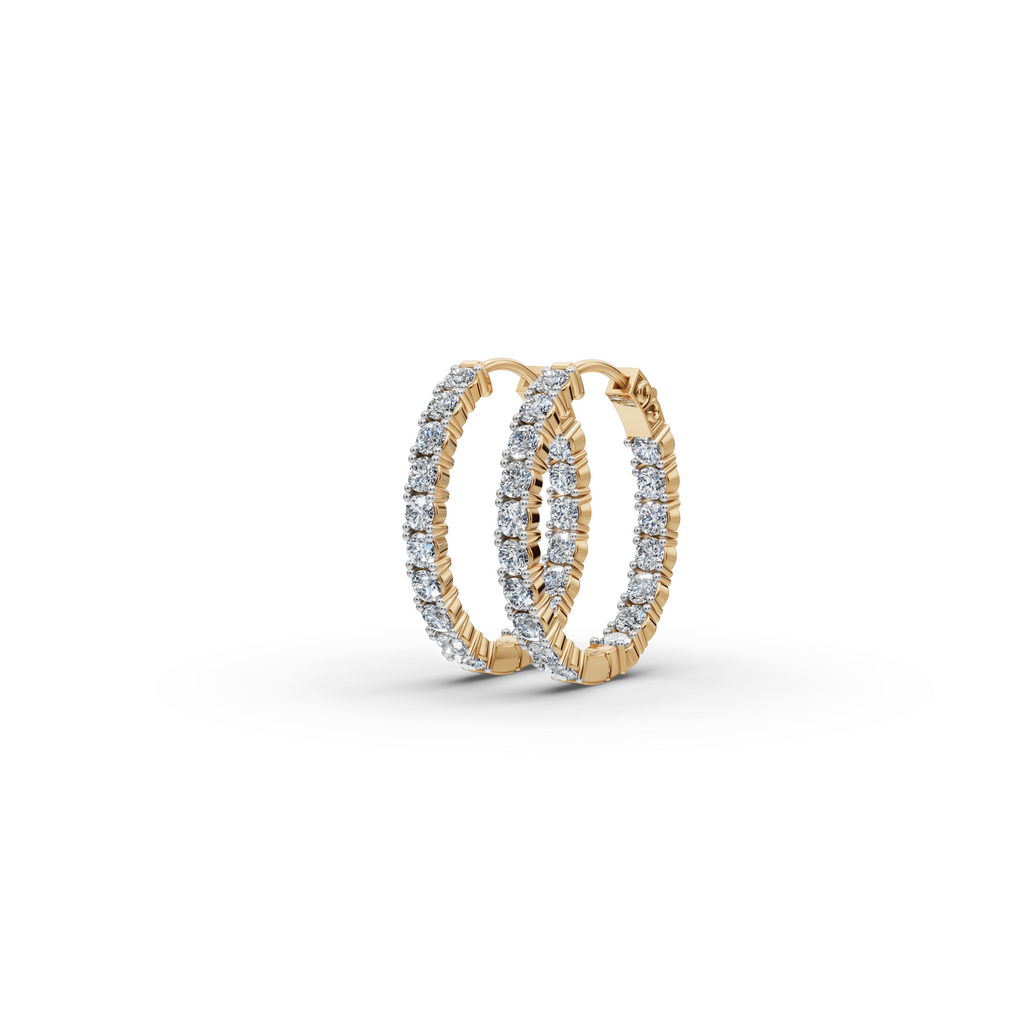 1.50 ct Classic Diamond-Studded Oval Shape Hoops Earring