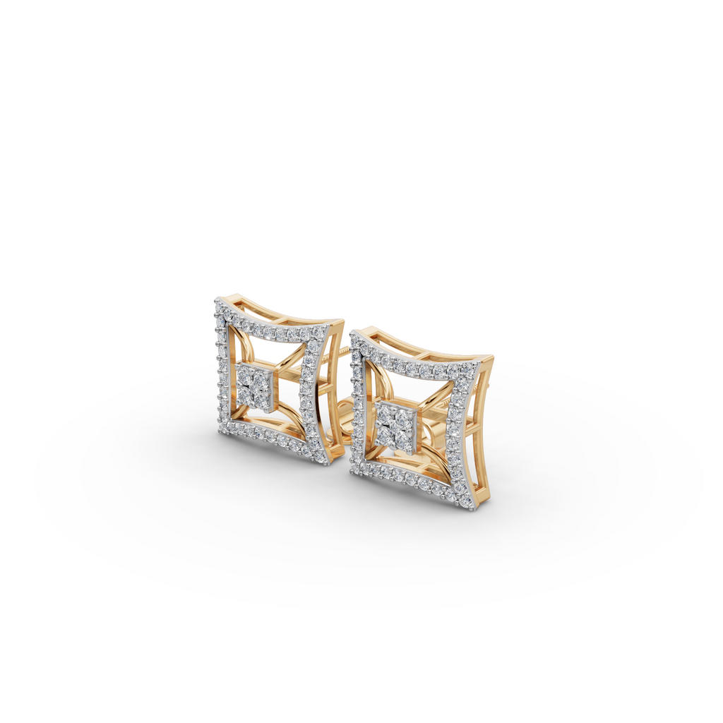 Square Halo Lab-Grown Diamond Earrings