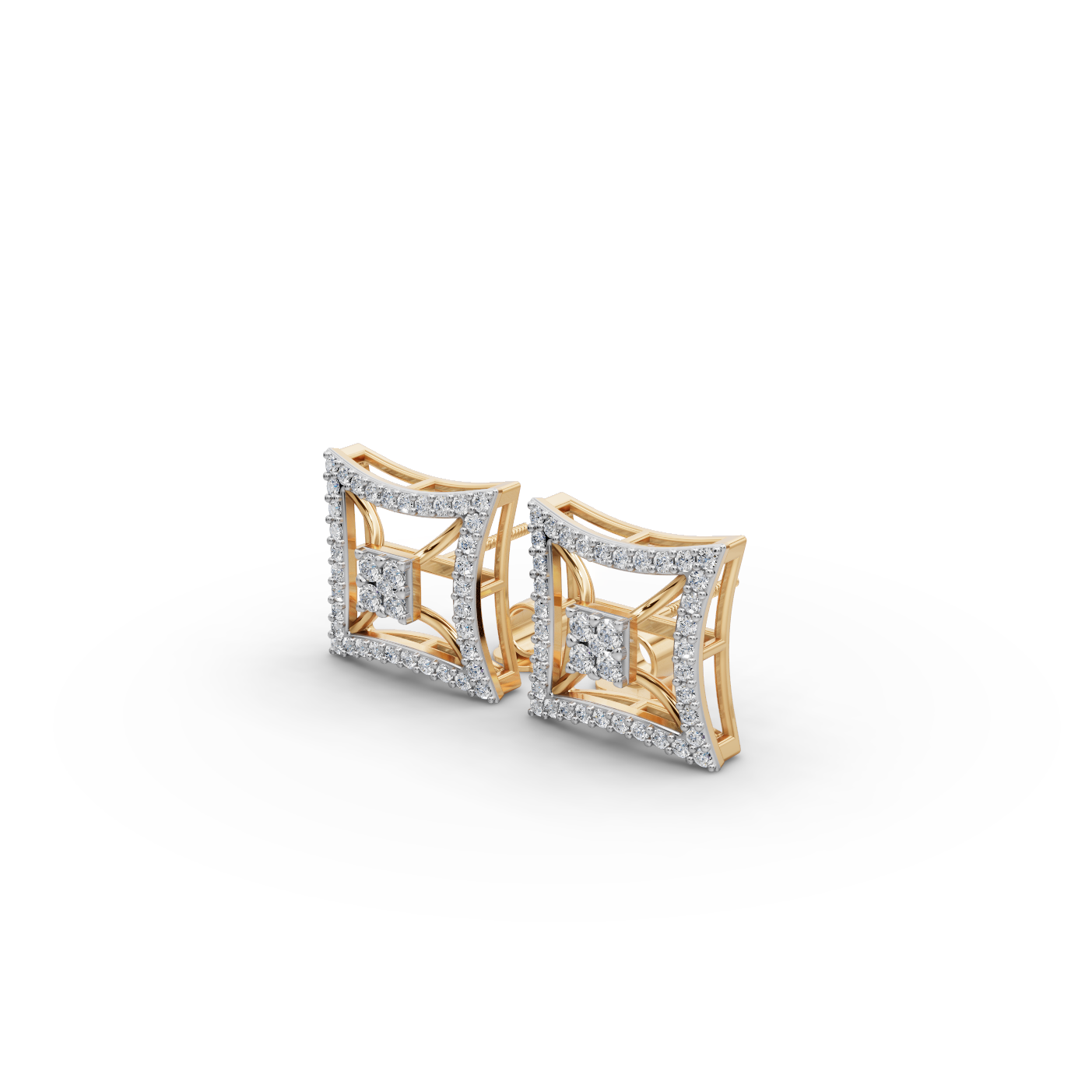 Square Halo Lab-Grown Diamond Earrings