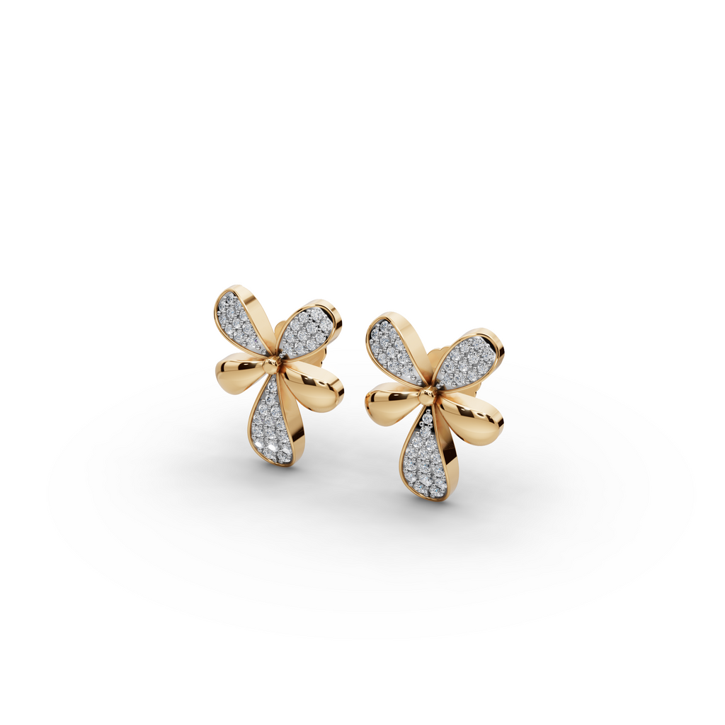Four Petal Lab-Grown Diamond Earrings