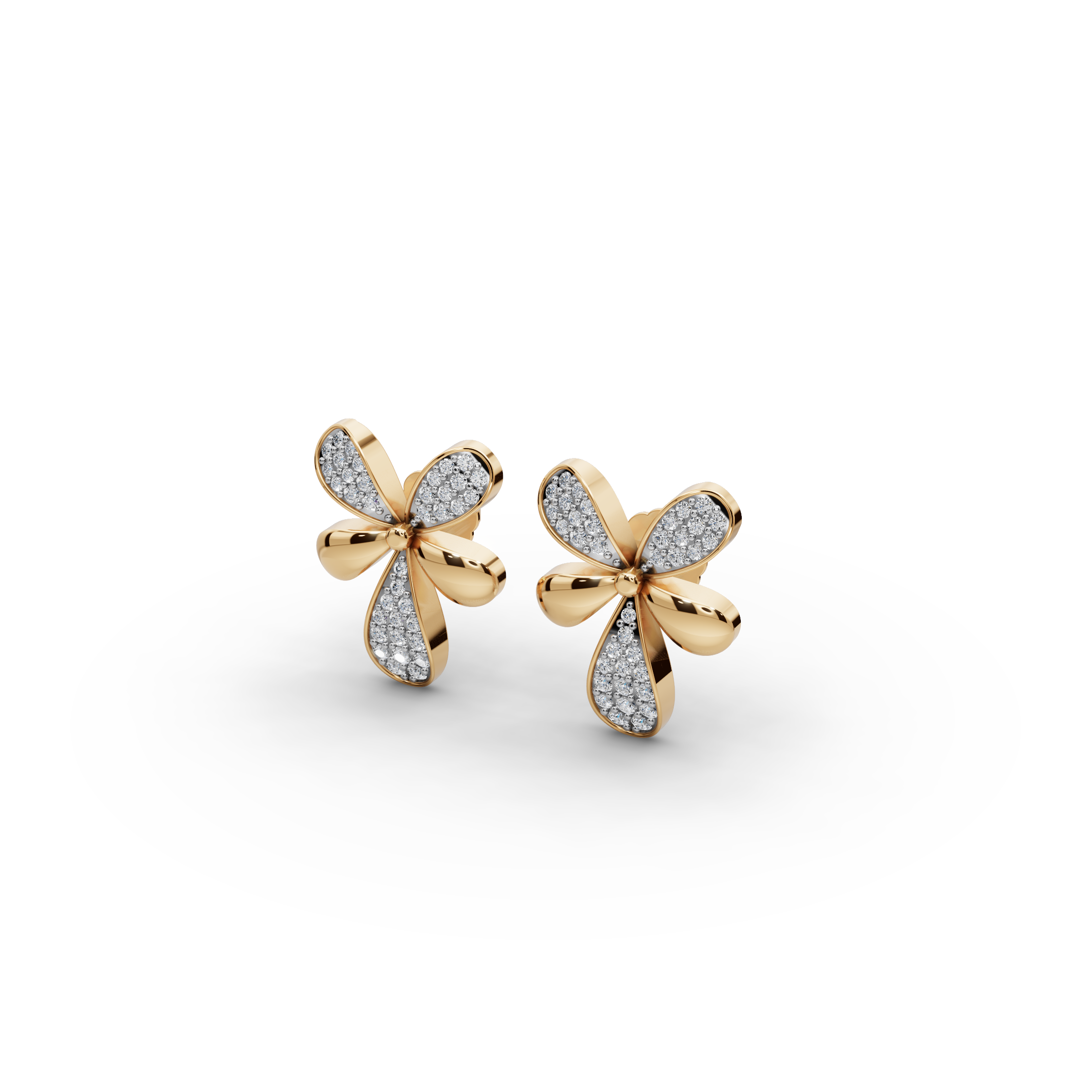 Four Petal Lab-Grown Diamond Earrings