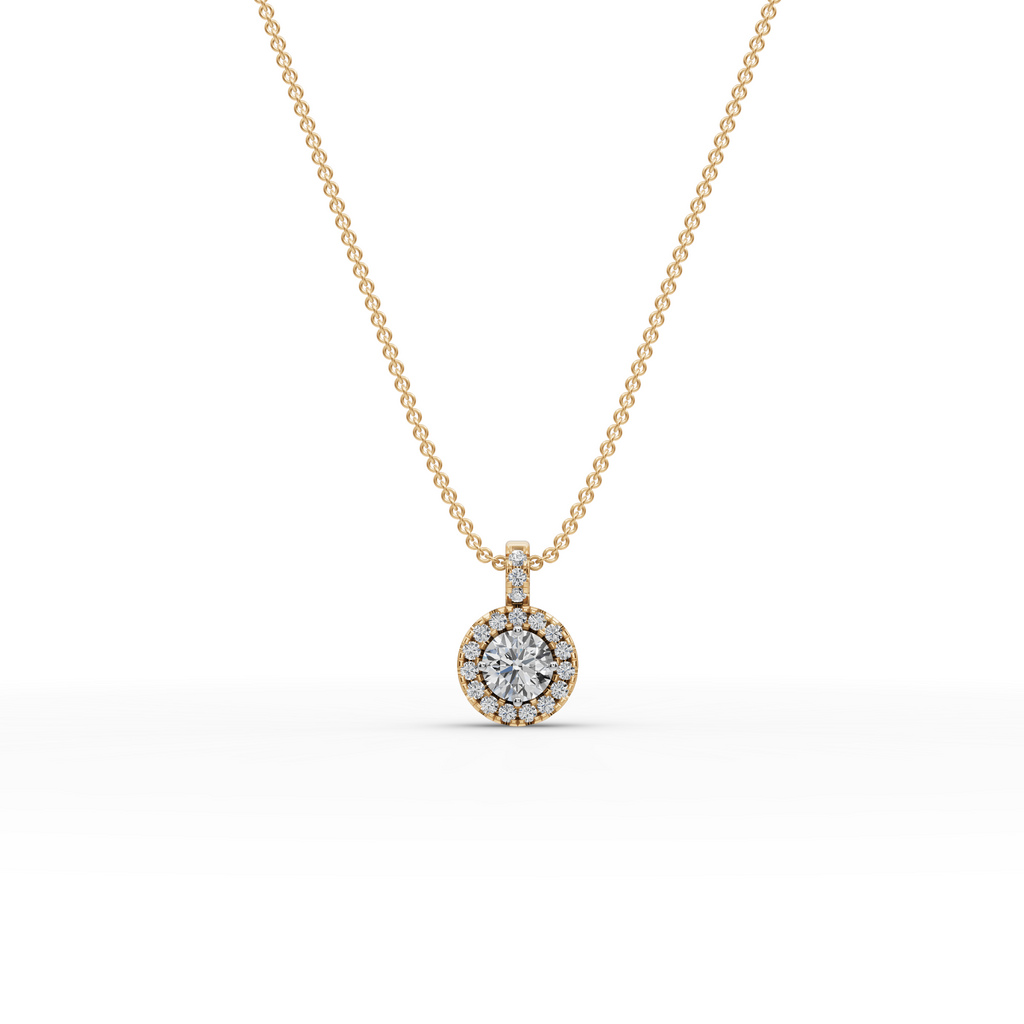 2.00 ct Minimalist Halo Diamond Pendant – Lab Created Round Solitaire  – Ethical Jewelry Charm