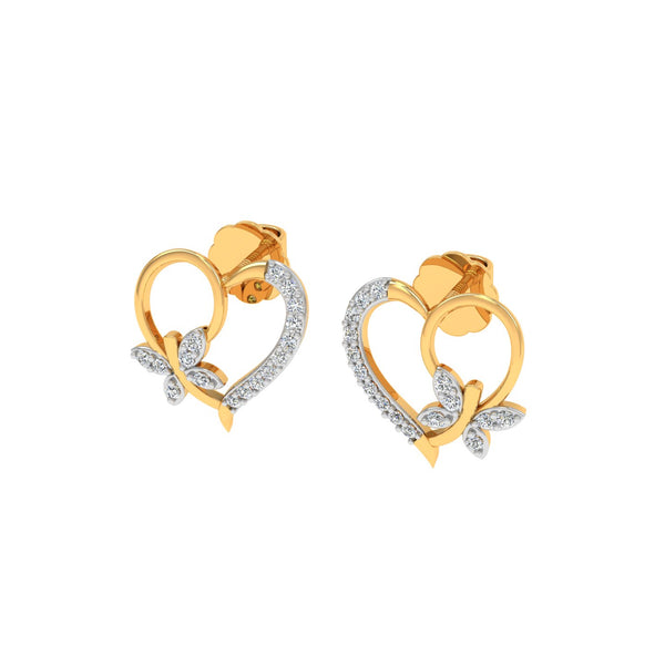 Heart and Butterfly Earrings with CVD Lab-Grown Diamonds