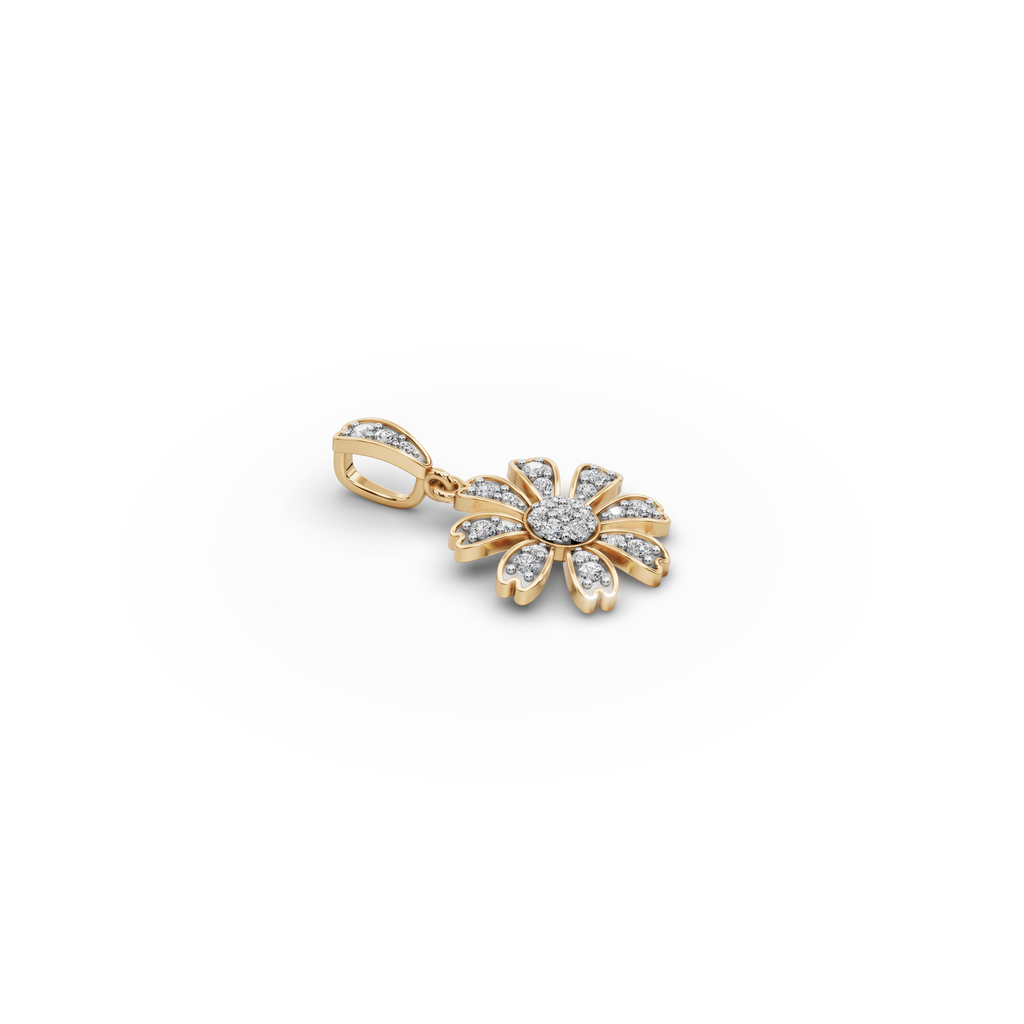 Floral Lab-Grown Diamond Gold Pendant