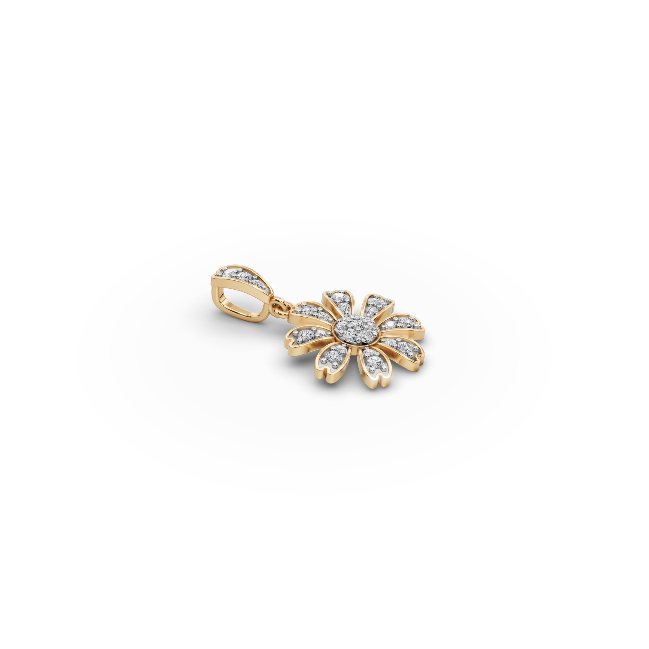 Floral Lab-Grown Diamond Gold Pendant