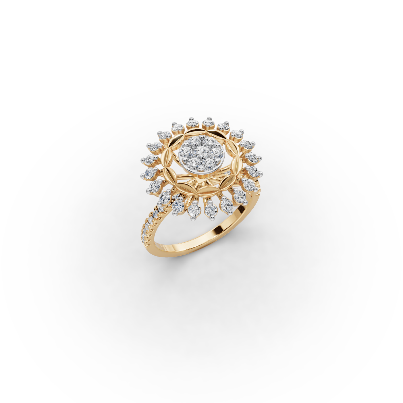 Sunburst Cluster Lab-Grown Diamond Ring