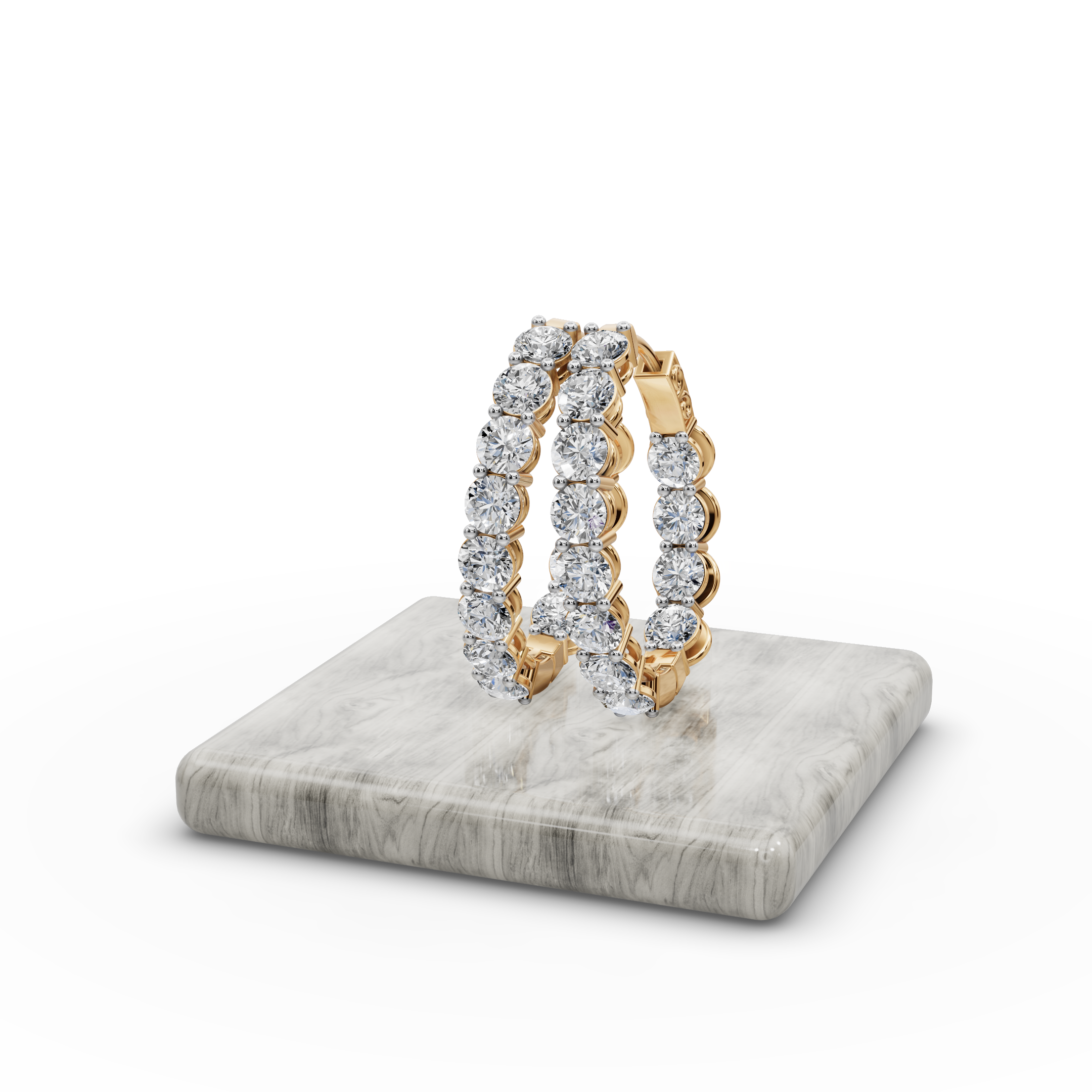 4.00 ct Best Quality Round Diamond Hoops in Oval Shape