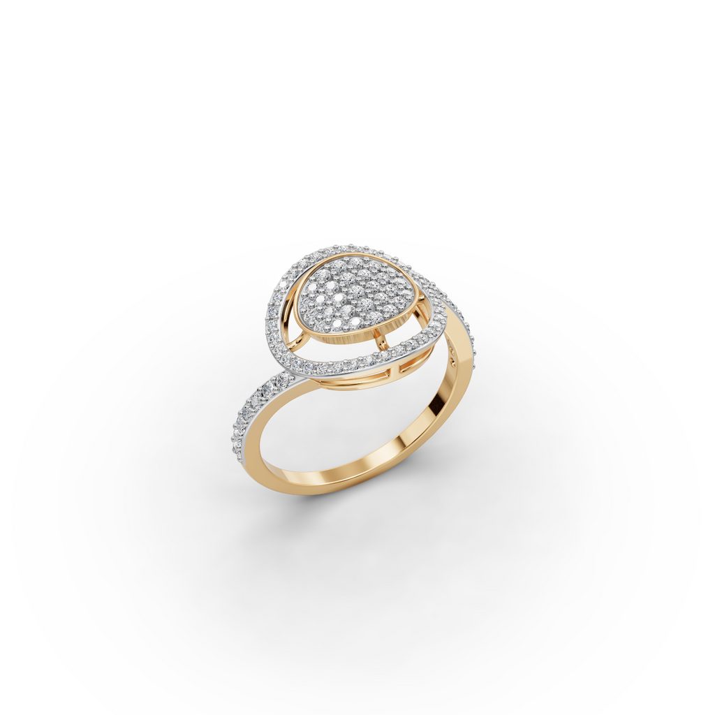 Pave Circle Halo Lab-Grown Diamond Ring