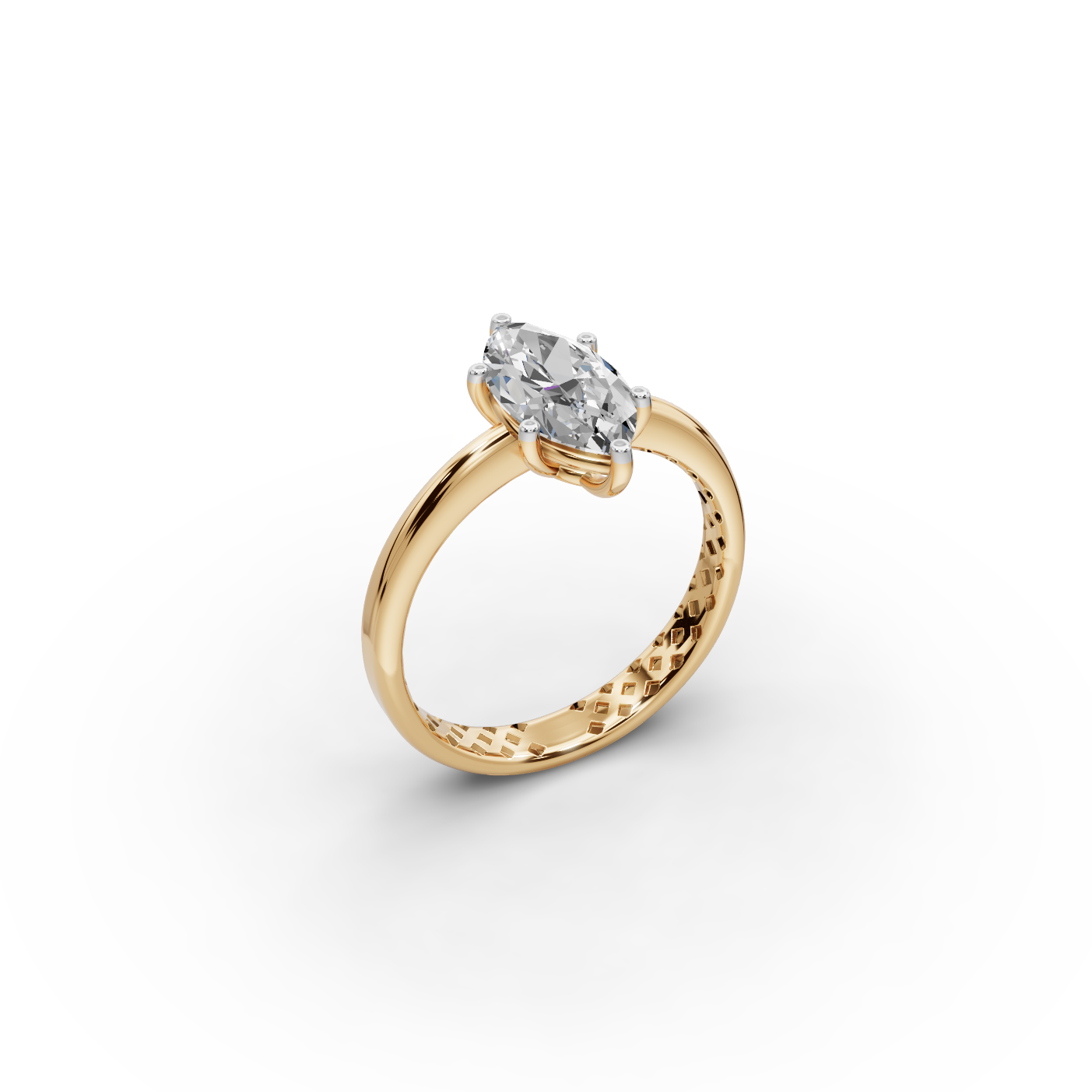 1.5 tcw Marquise Cut Diamond Gold Ring