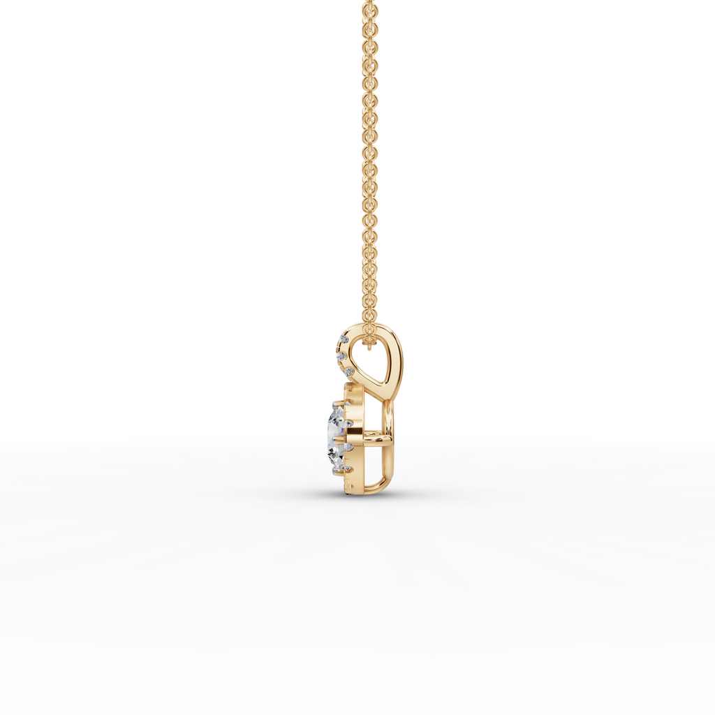 1.00 ct Romantic Lab Grown Round Diamond Halo Pendant