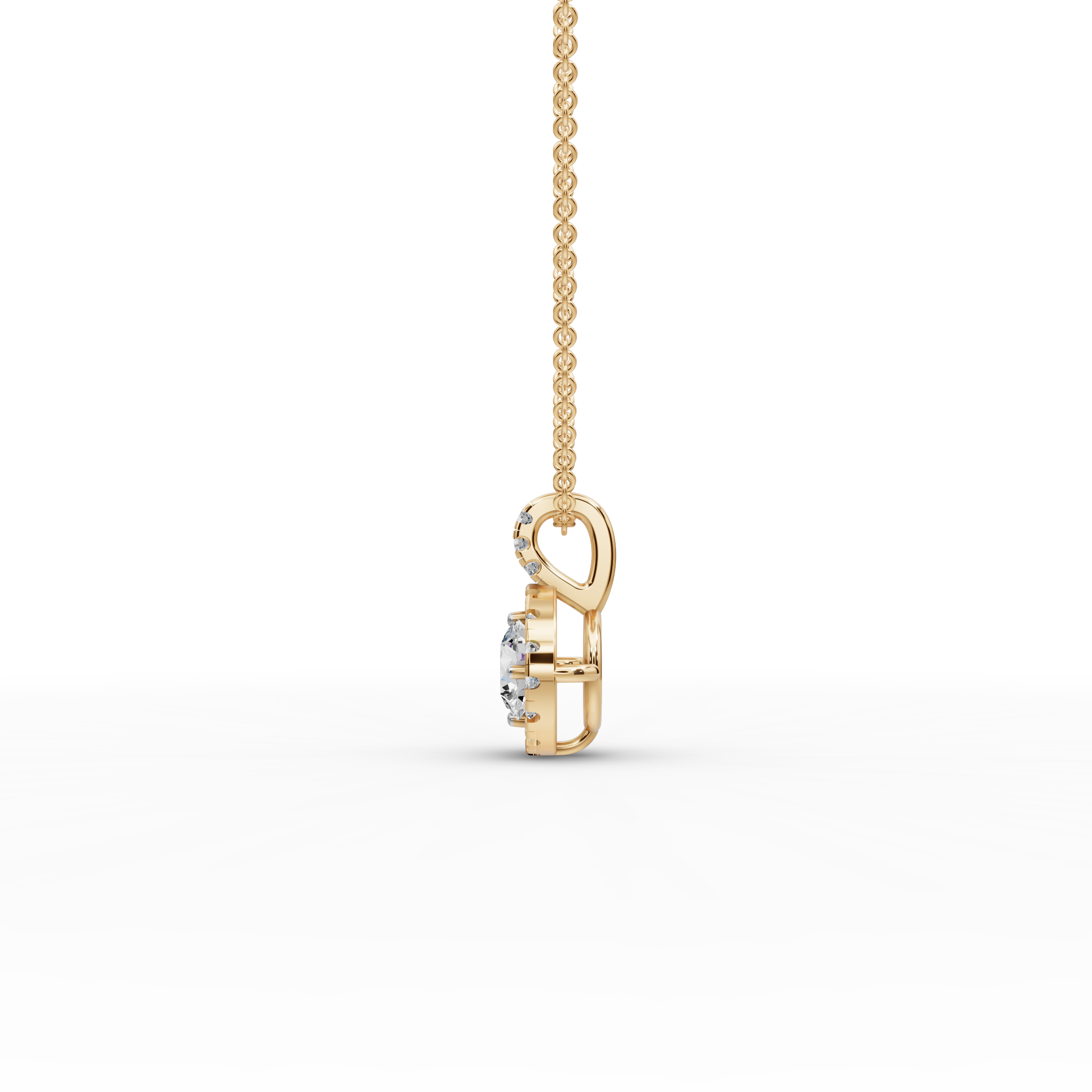 1.00 ct Romantic Lab Grown Round Diamond Halo Pendant