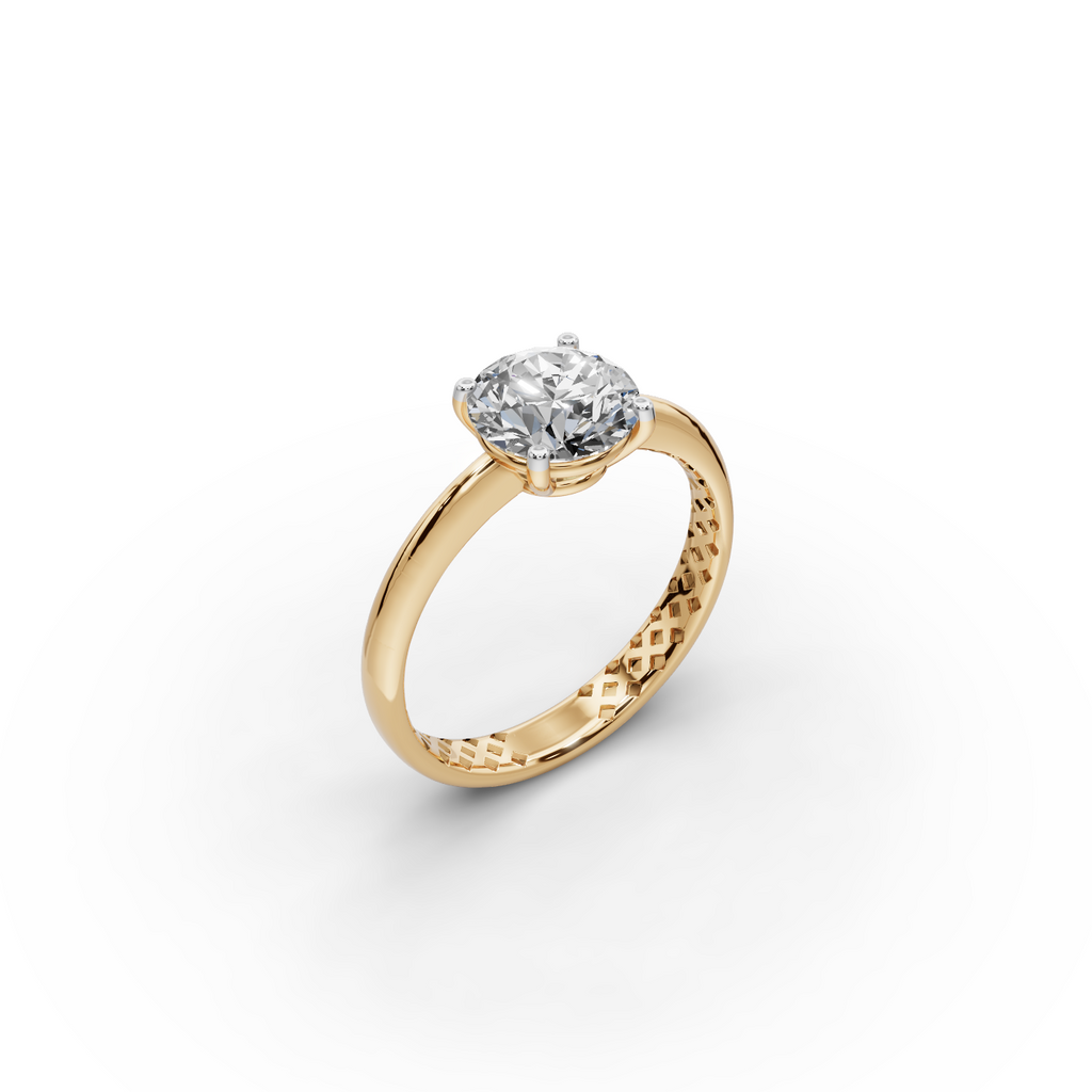 1.50 tcw Round Solitaire Diamond Gold Ring