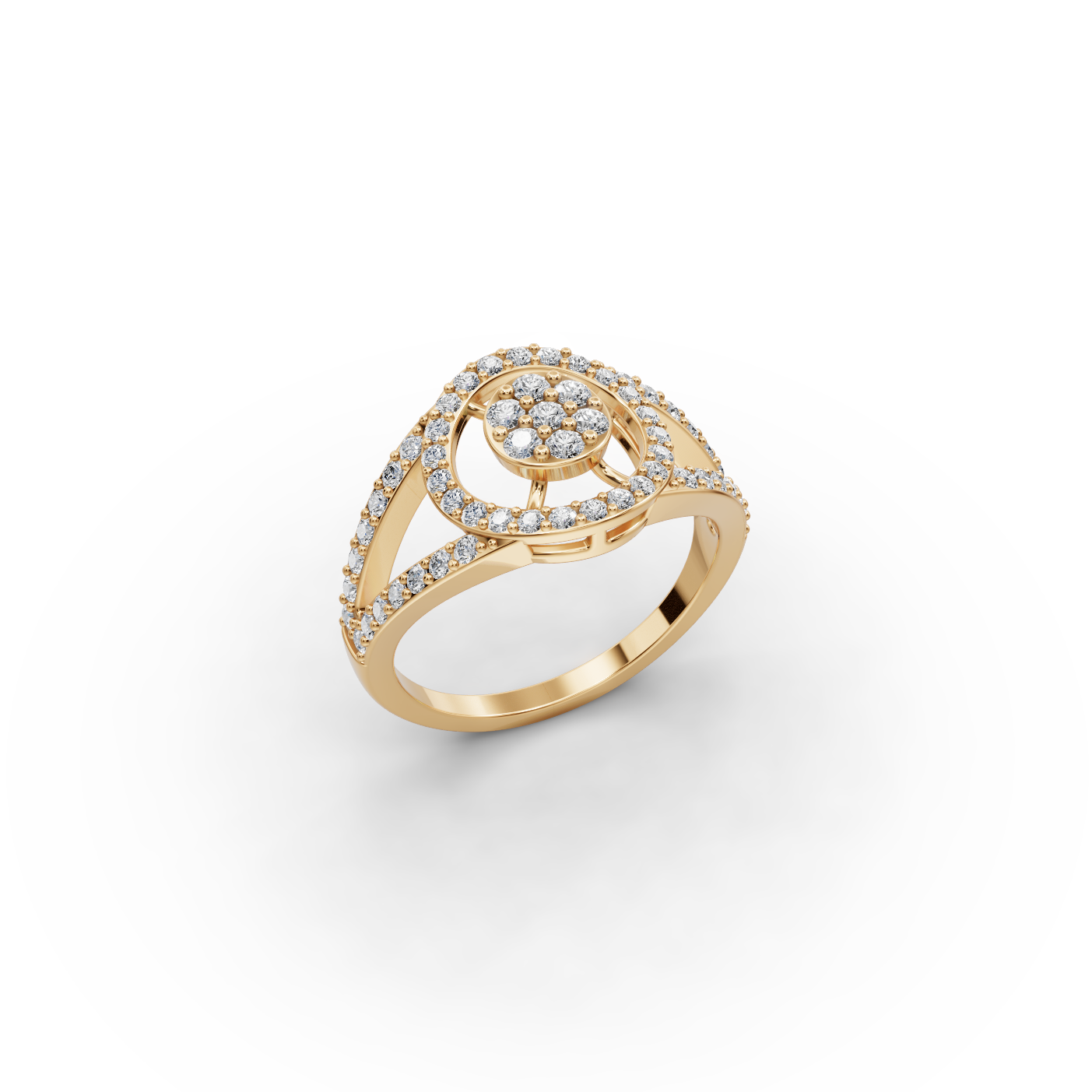 Split Band Cluster Lab-Grown Diamond Ring