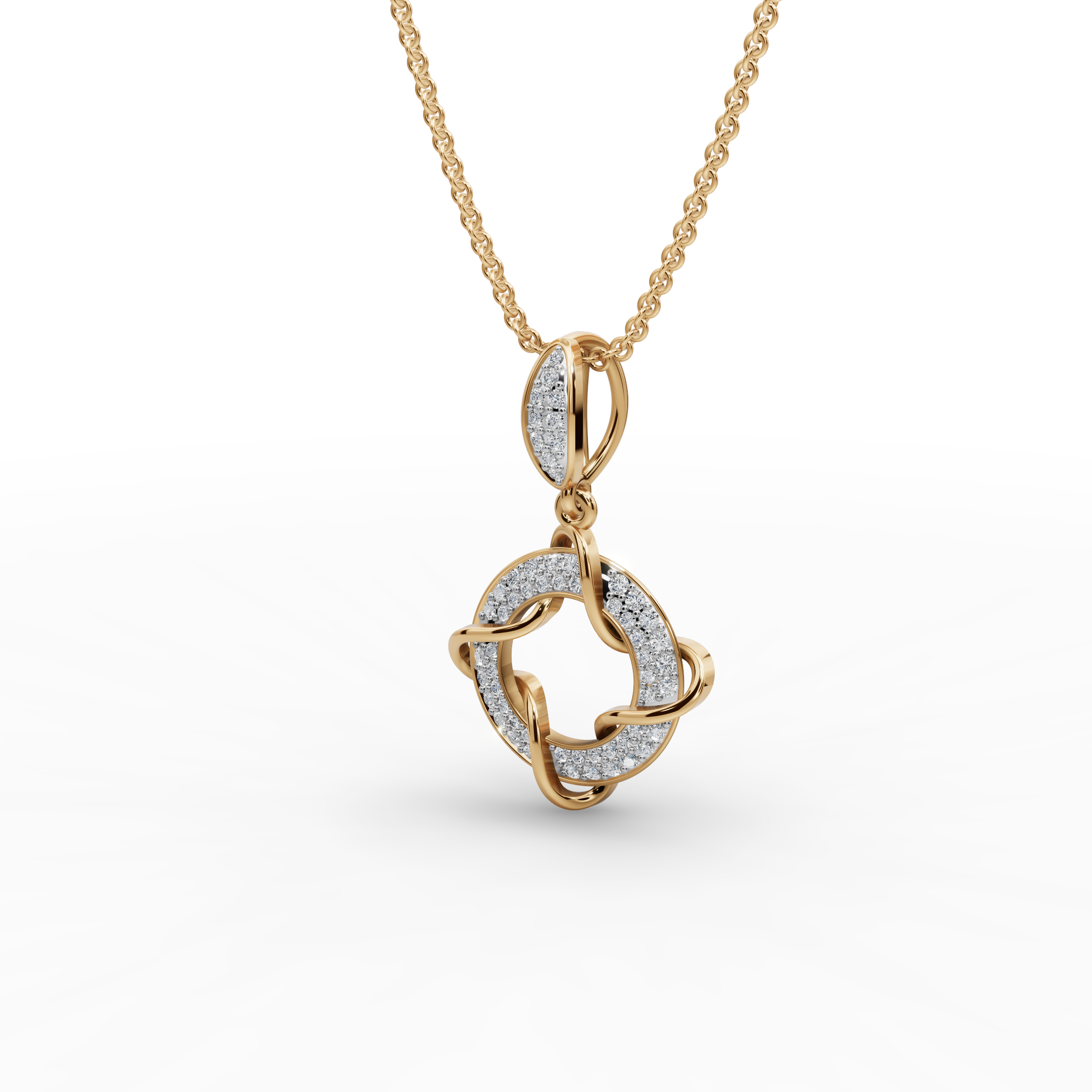 Elegant Knot Circle Diamond Pendant