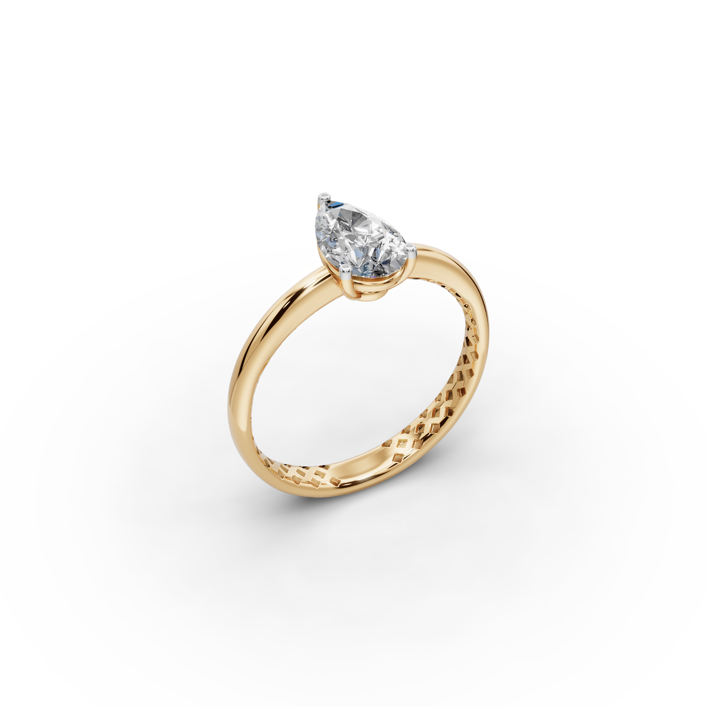1 tcw Pear Cut Diamond Gold Ring