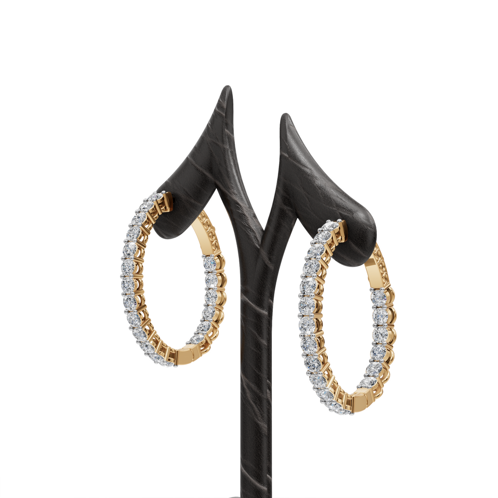 2.00 ct Everyday Wear Round Diamond Oval Shape Hoops