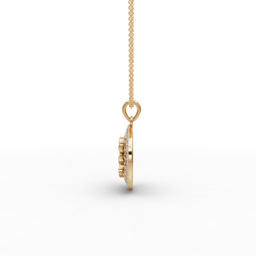 Lotus Floral Lab-Grown Diamond Gold Pendant