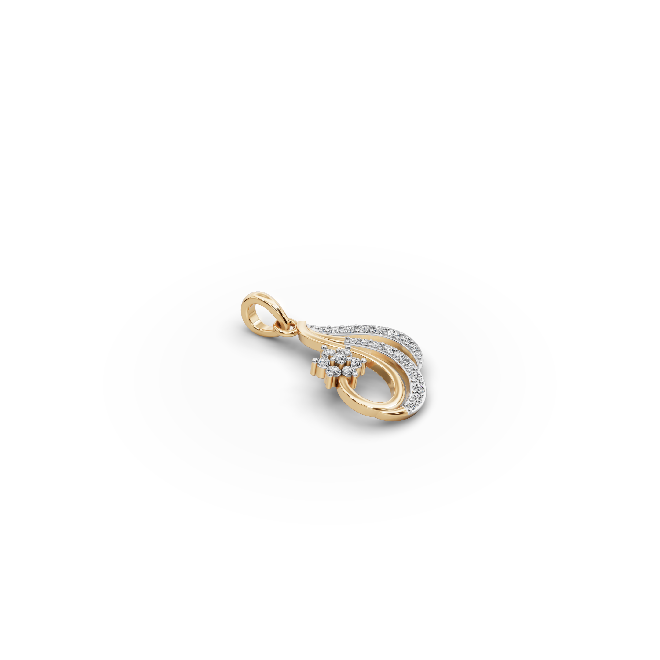 Swirl Floral Lab-Grown Diamond Gold Pendant