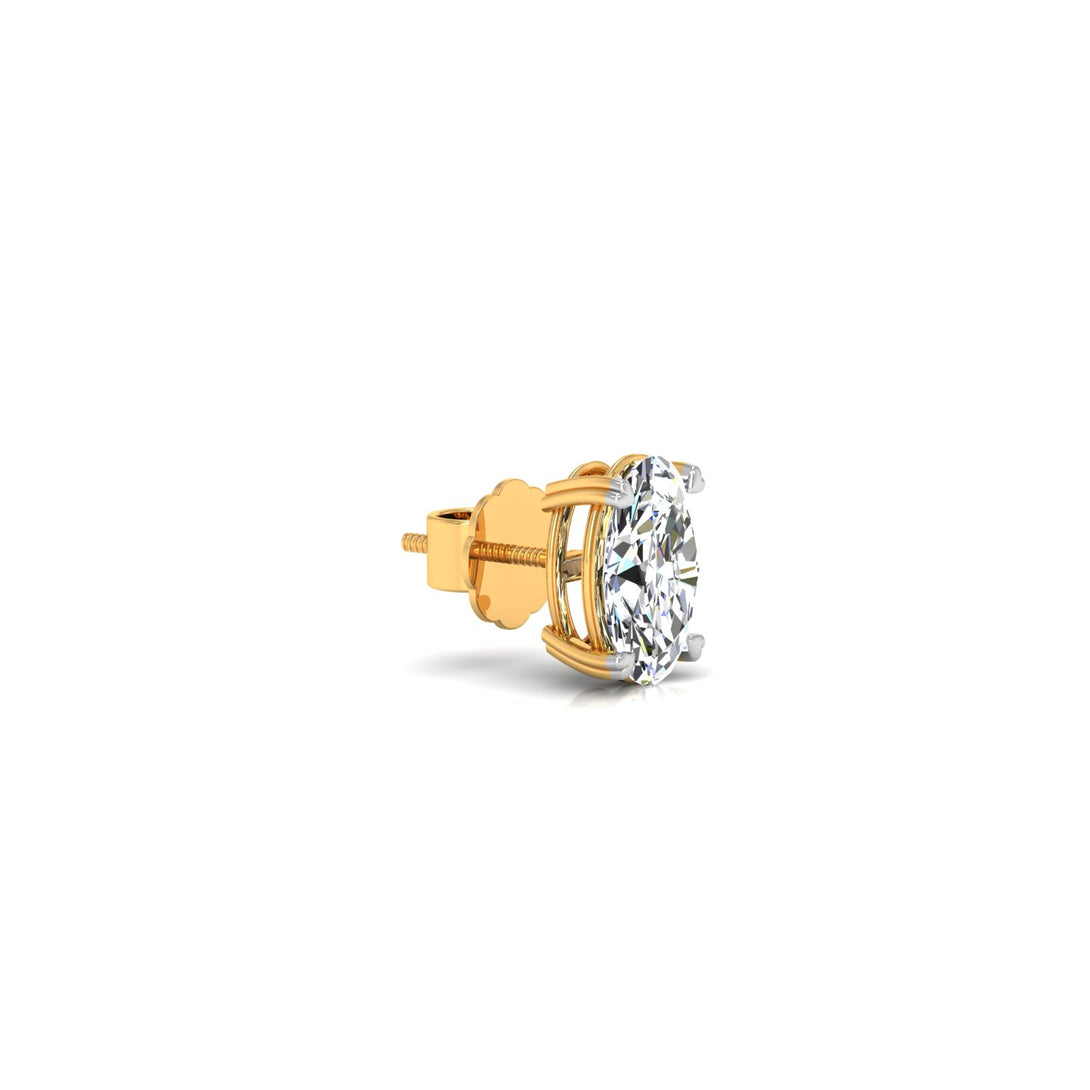 Elegant Oval Solitaire Stud Earrings with 2.00 Ct. CVD Lab-Grown Diamonds.