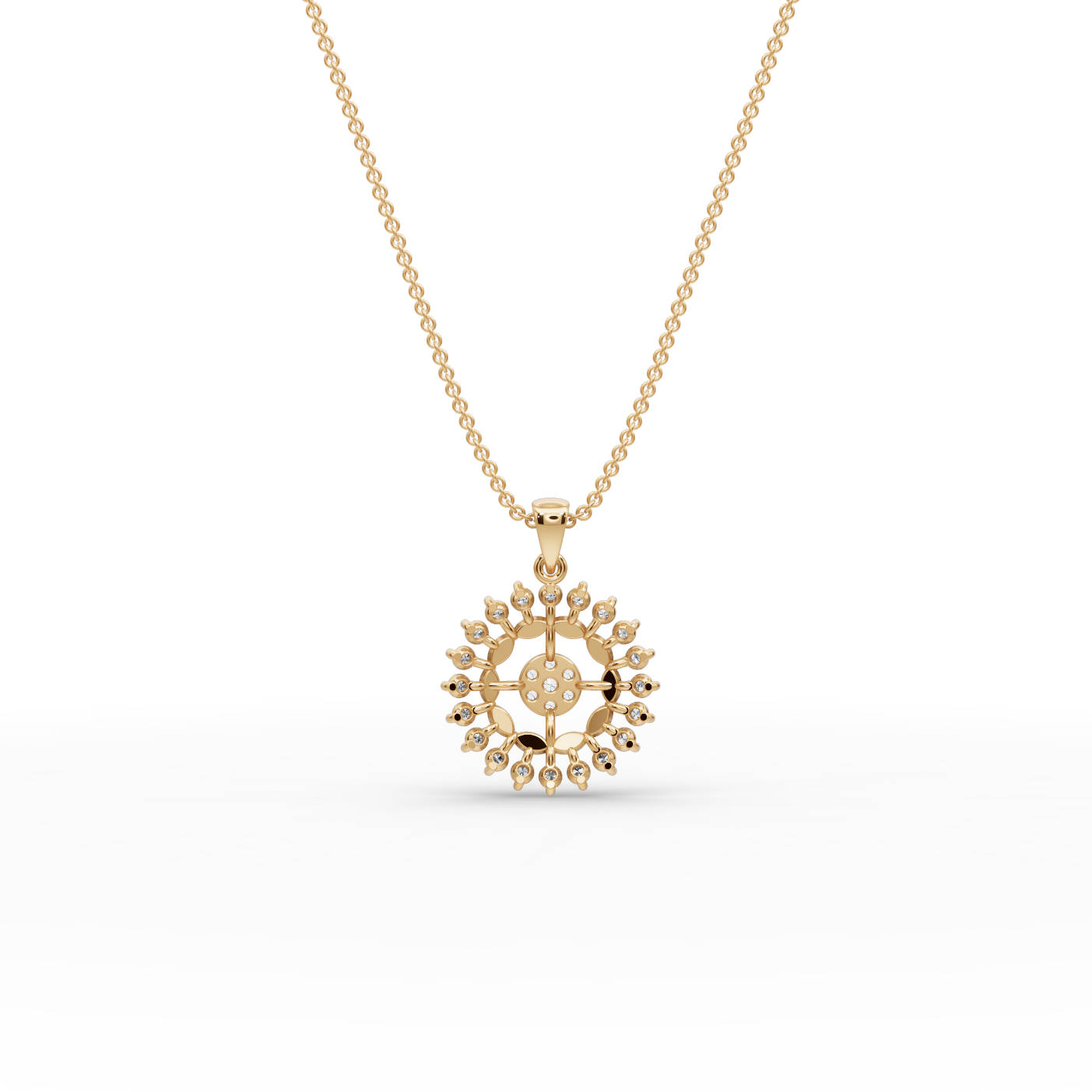 Sunburst Floral Lab-Grown Diamond Pendant