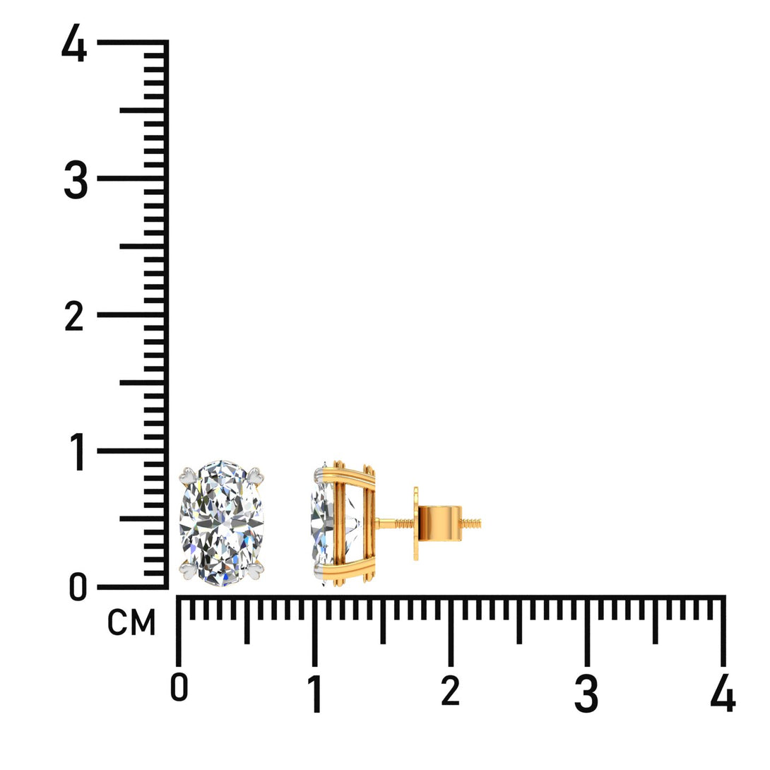 Elegant Oval Solitaire Stud Earrings with 3.00 Ct. CVD Lab-Grown Diamonds.