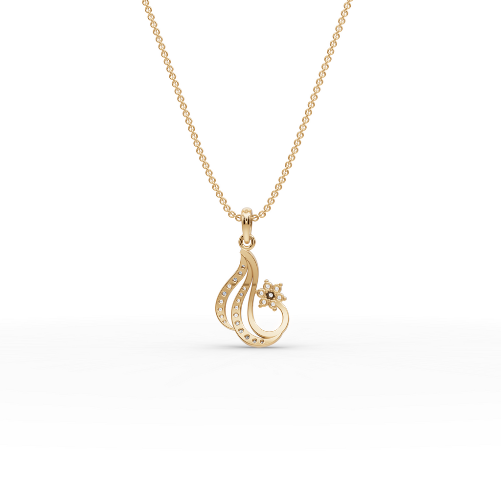 Swirl Floral Lab-Grown Diamond Gold Pendant
