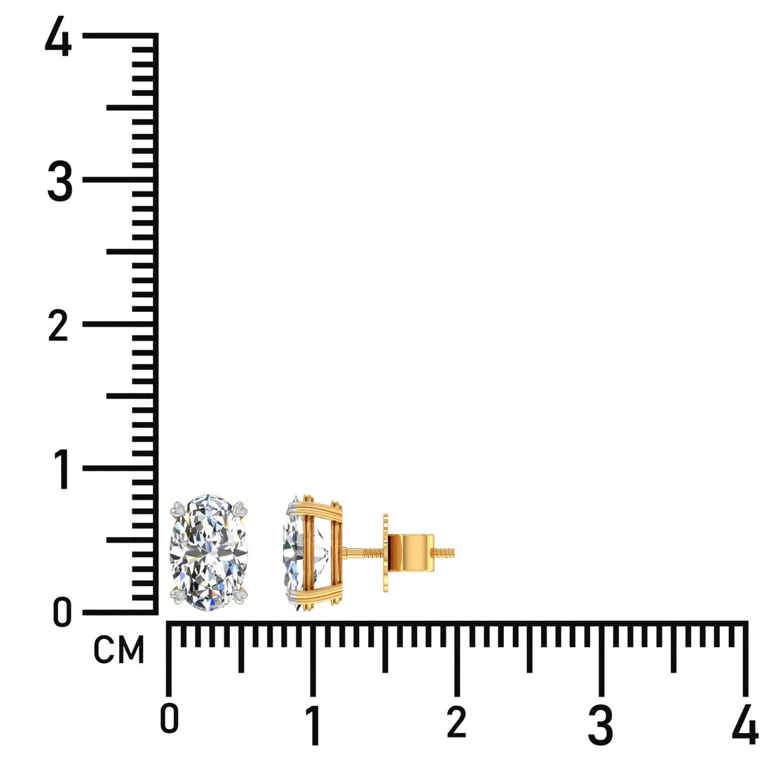 Elegant Oval Solitaire Stud Earrings with 2.00 Ct. CVD Lab-Grown Diamonds.