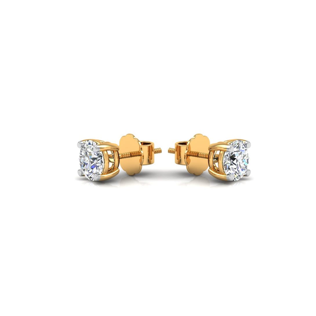 Classic Round Solitaire Stud Earrings with 1.00 Ct. CVD Lab-Grown Diamonds.