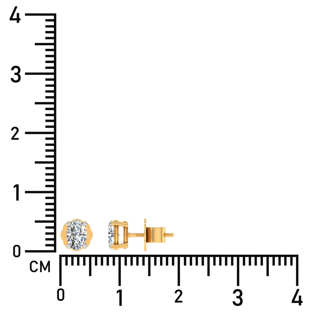 Elegant Oval Solitaire Stud Earrings with 0.50 Ct. CVD Lab-Grown Diamonds.