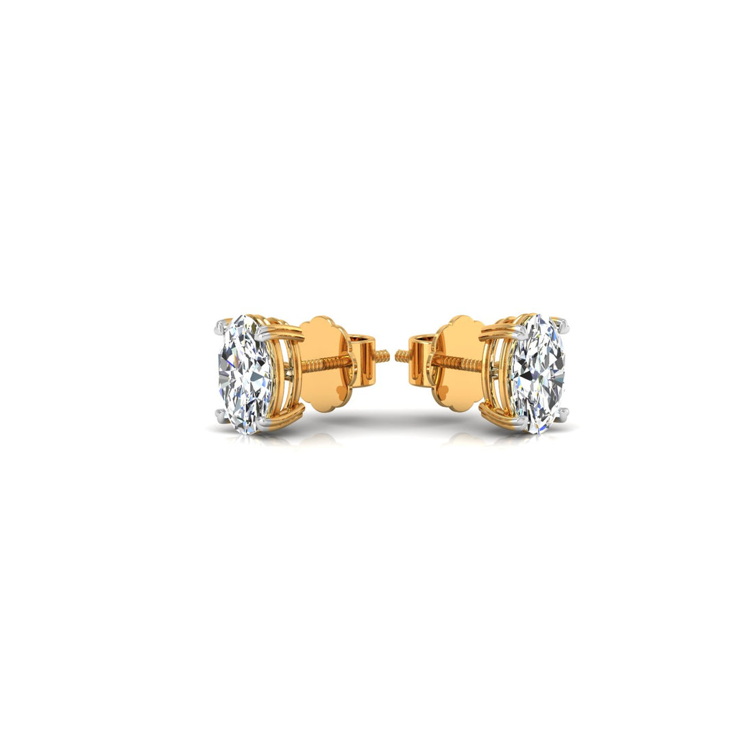 Elegant Oval Solitaire Stud Earrings with 1.00 Ct. CVD Lab-Grown Diamonds.