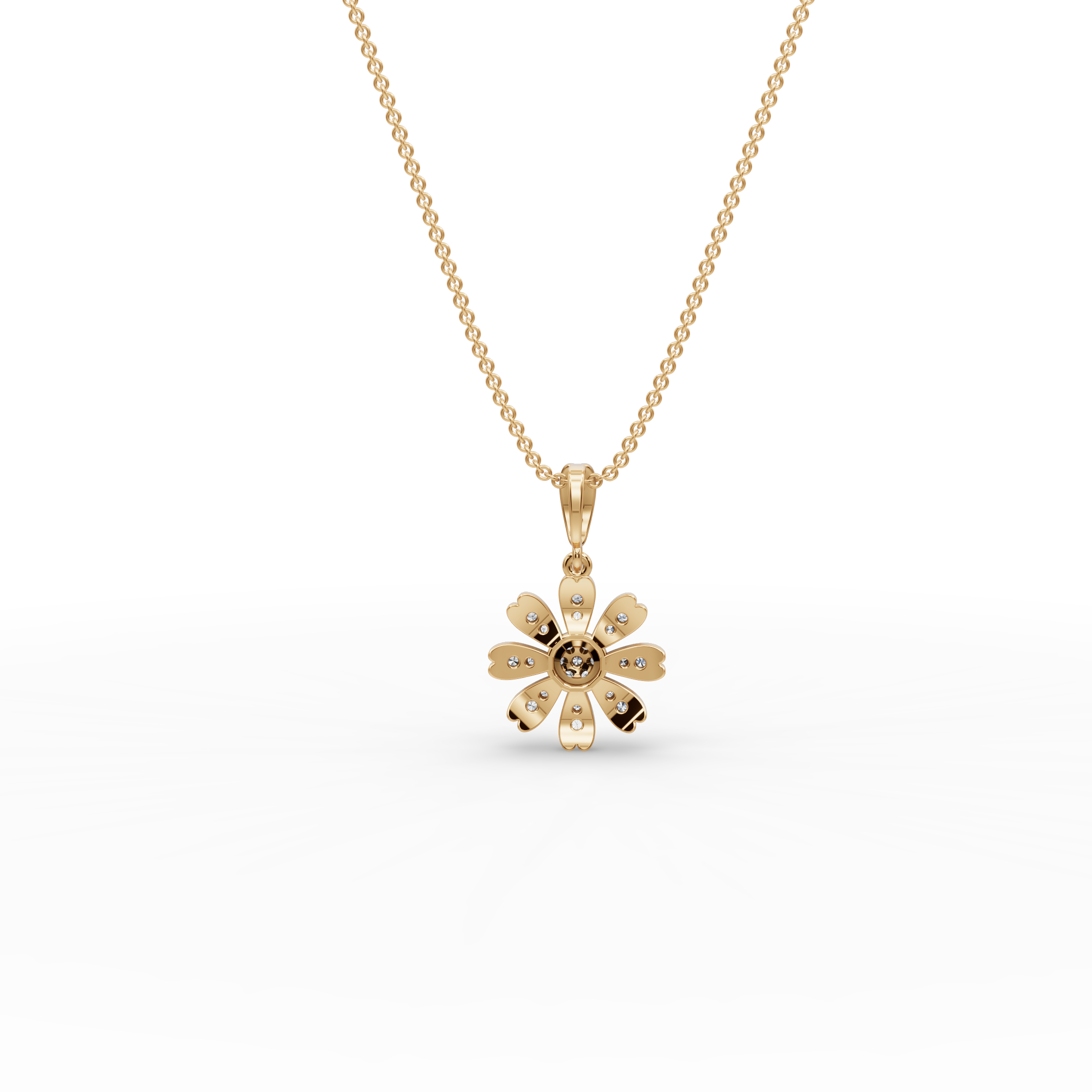 Floral Lab-Grown Diamond Gold Pendant