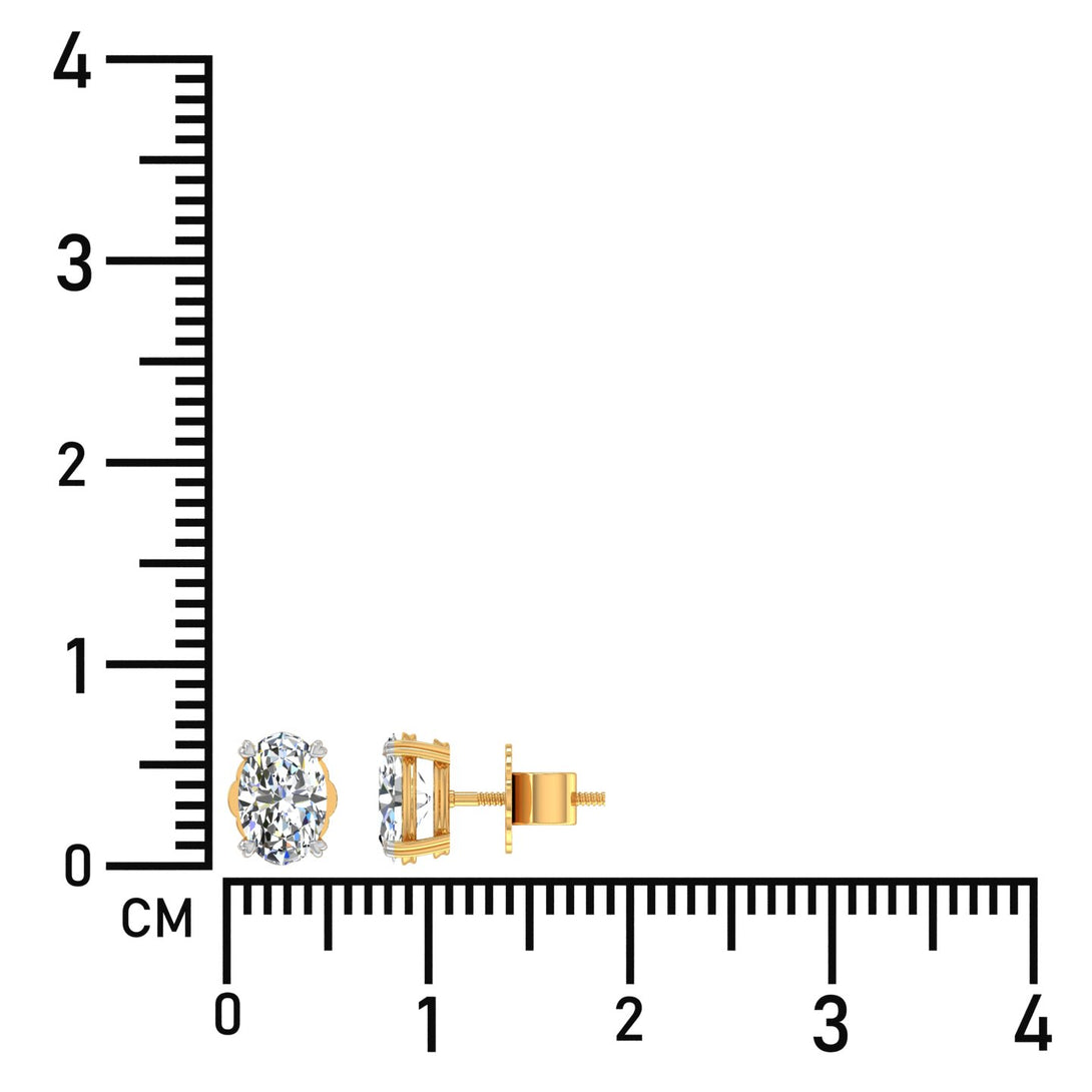 Elegant Oval Solitaire Stud Earrings with 1.00 Ct. CVD Lab-Grown Diamonds.