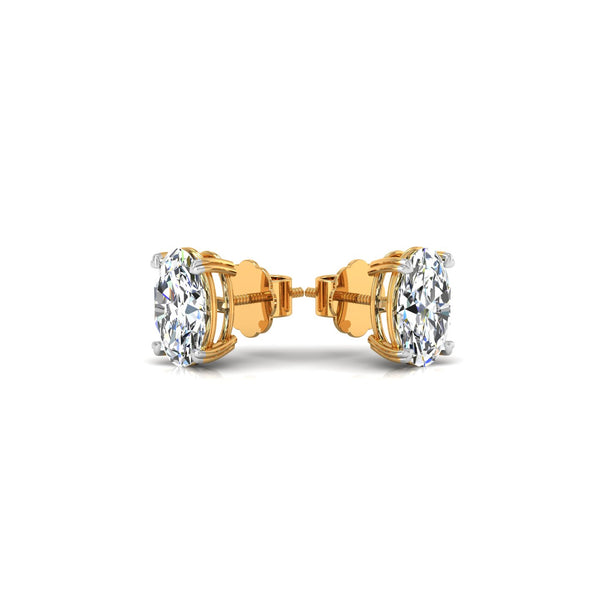 Elegant Oval Solitaire Stud Earrings with 2.00 Ct. CVD Lab-Grown Diamonds.