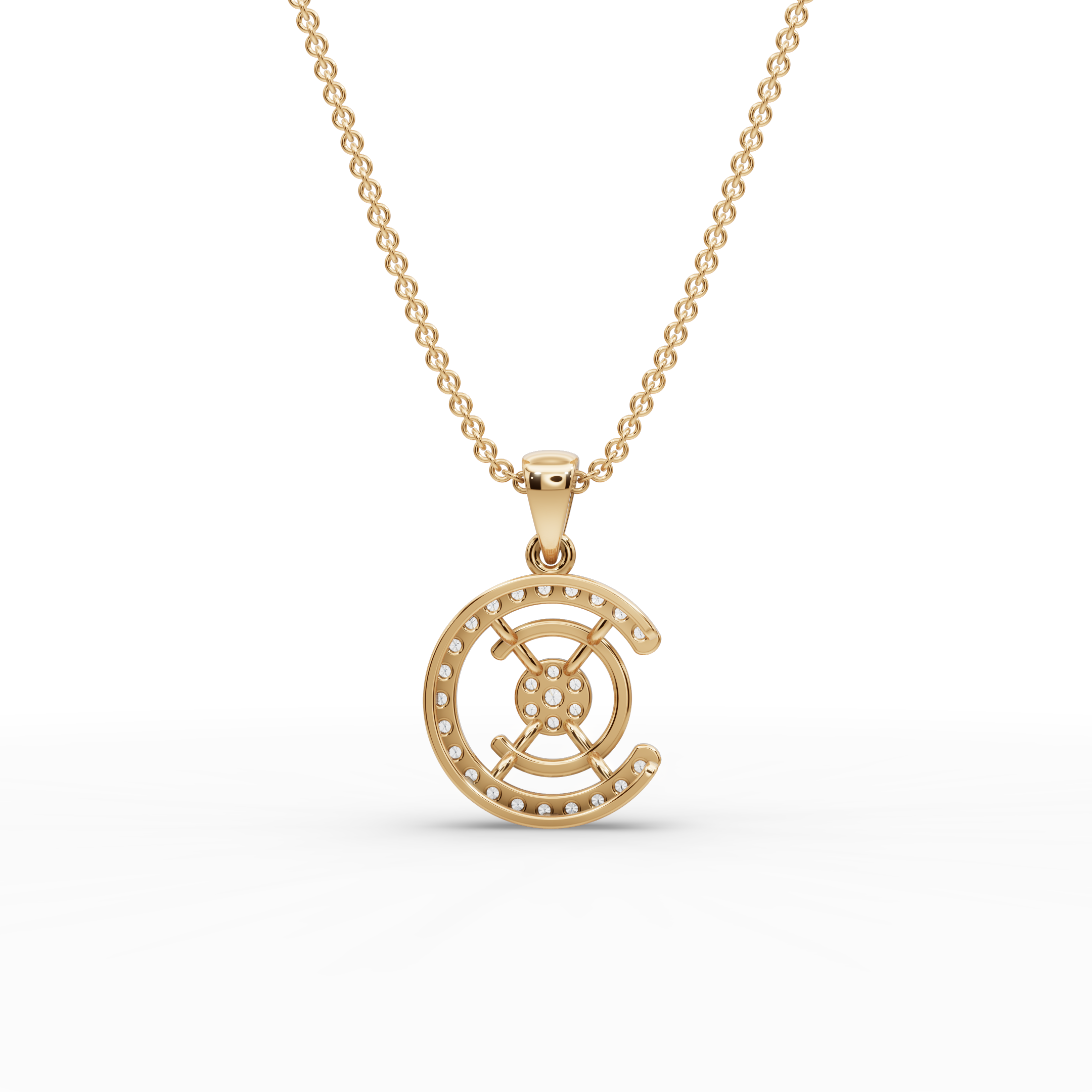 Contemporary Circle Lab-Grown Diamond Pendant