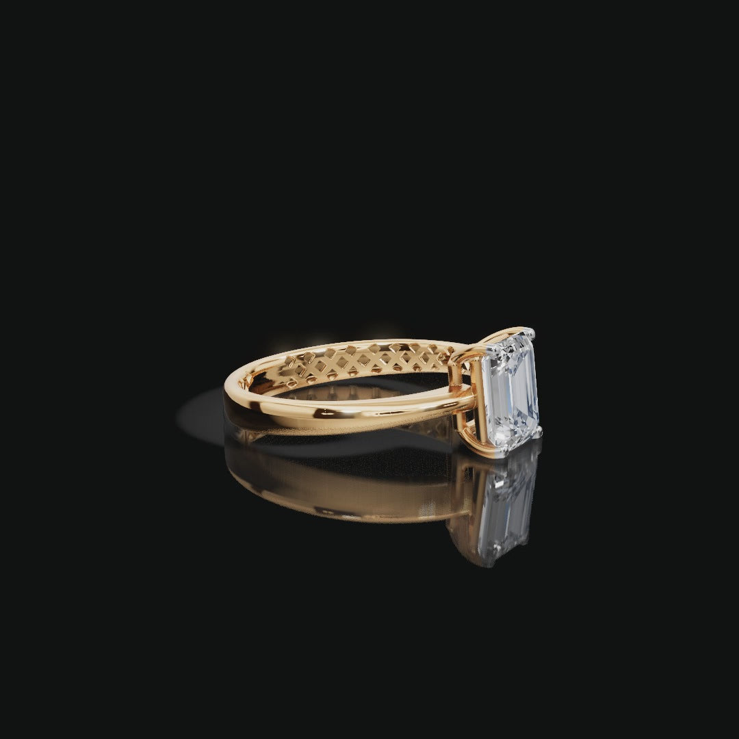 1.5 tcw Emerald Cut Diamond Gold Ring