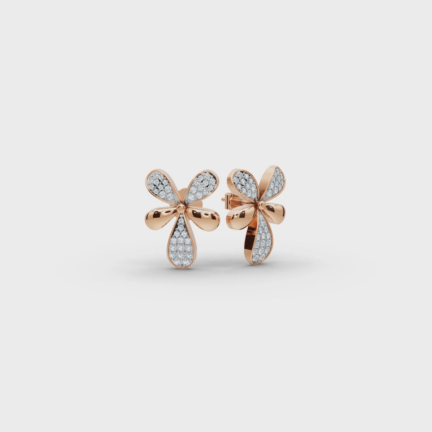Four Petal Lab-Grown Diamond Earrings