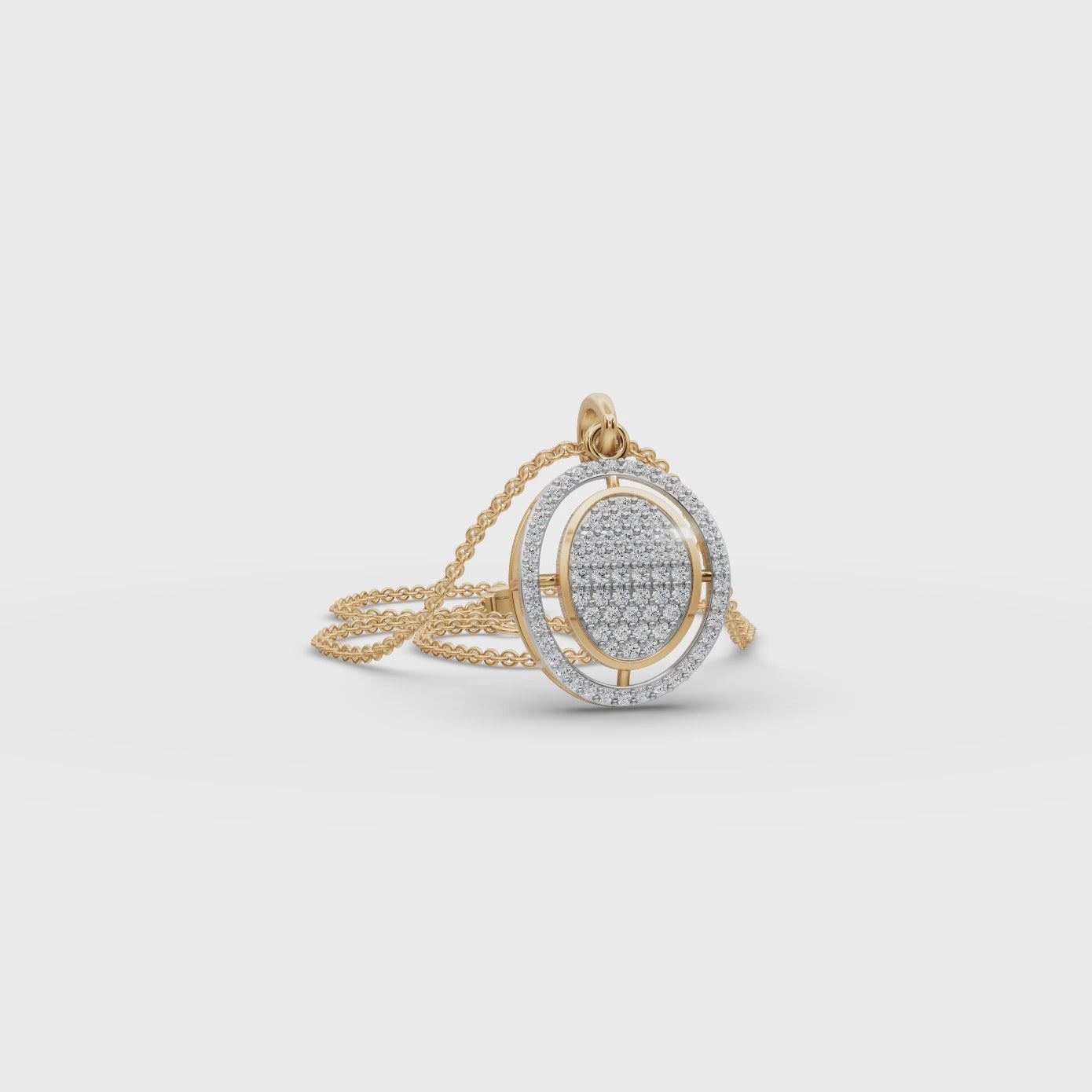 Dual Oval Lab-Grown Diamond Gold Pendant