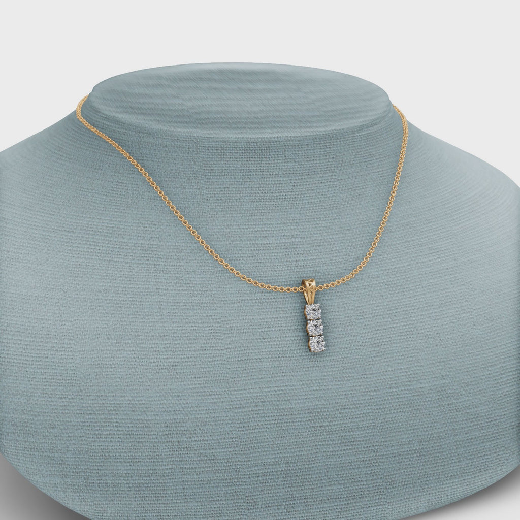 0.75 ct 3 Stone Lab Grown Diamond Pendant Ethical Fine Jewelry