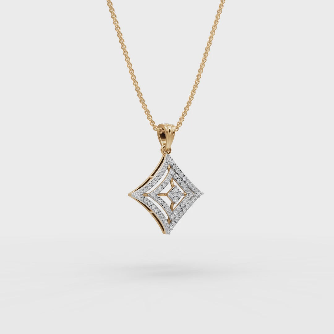 Diamond Shape Lab-Grown Gold Pendant