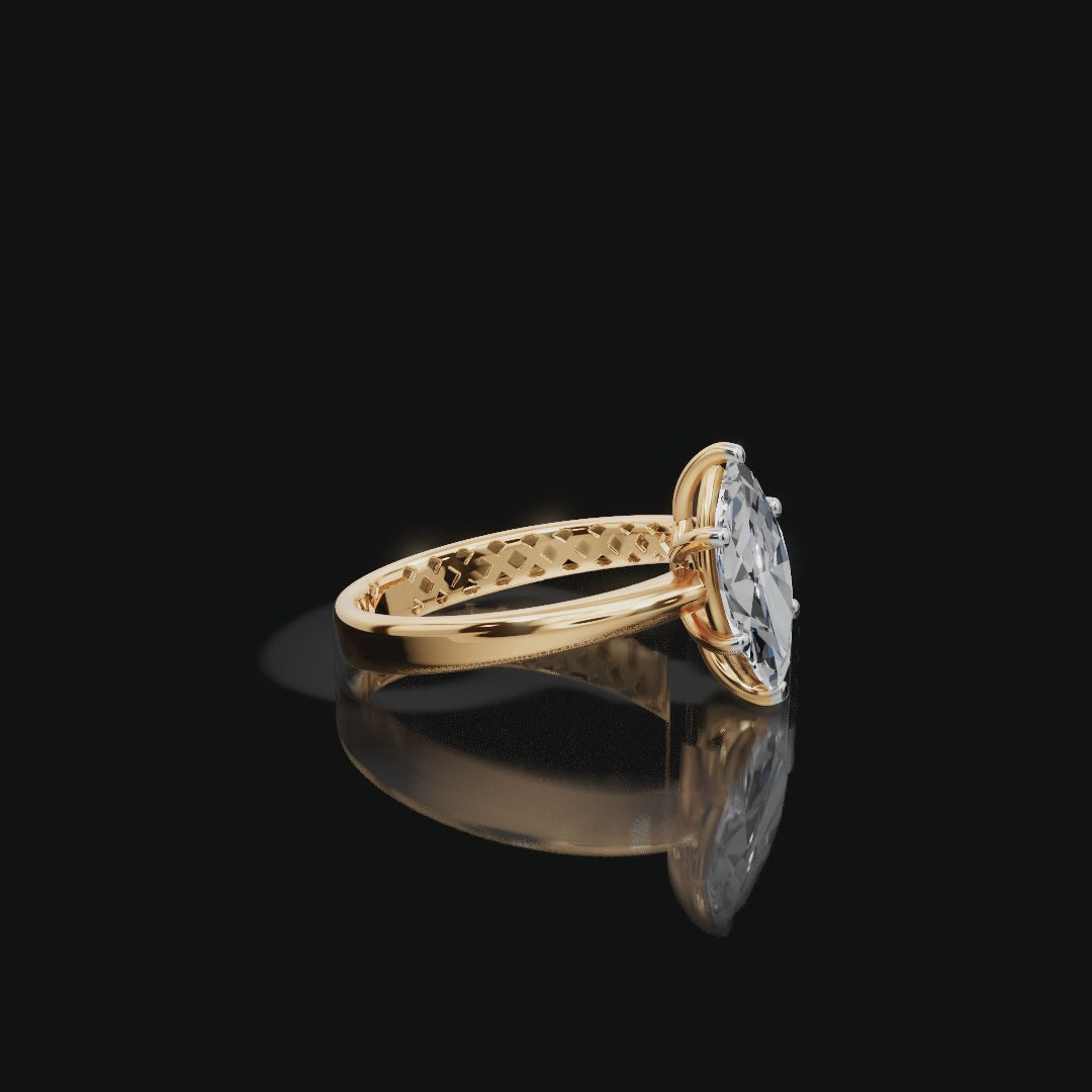 1.5 tcw Marquise Cut Diamond Gold Ring