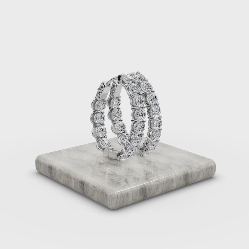 4.00 ct Best Quality Round Diamond Hoops in Oval Shape