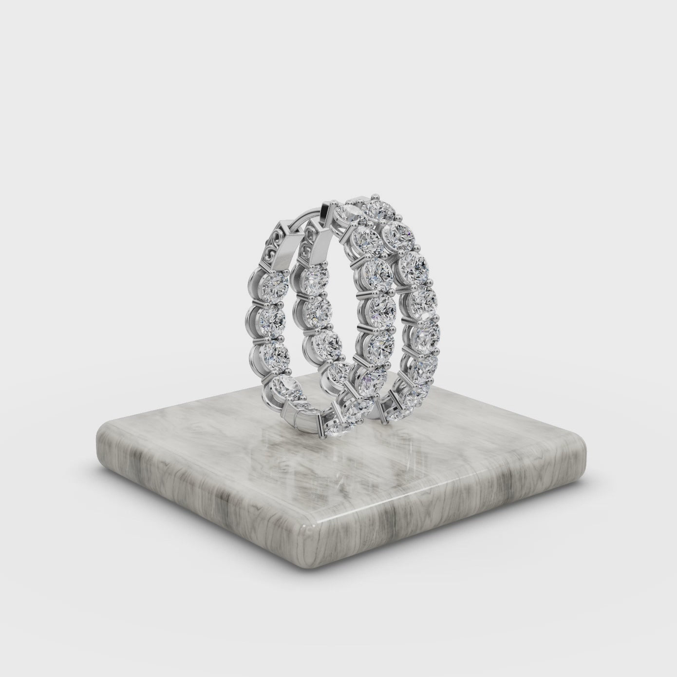 4.00 ct Best Quality Round Diamond Hoops in Oval Shape