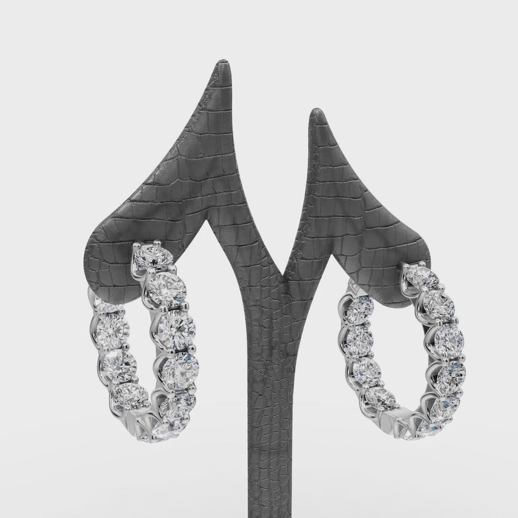 3.00 ct Modern Lab Diamond Hoop EarHoops Earring
