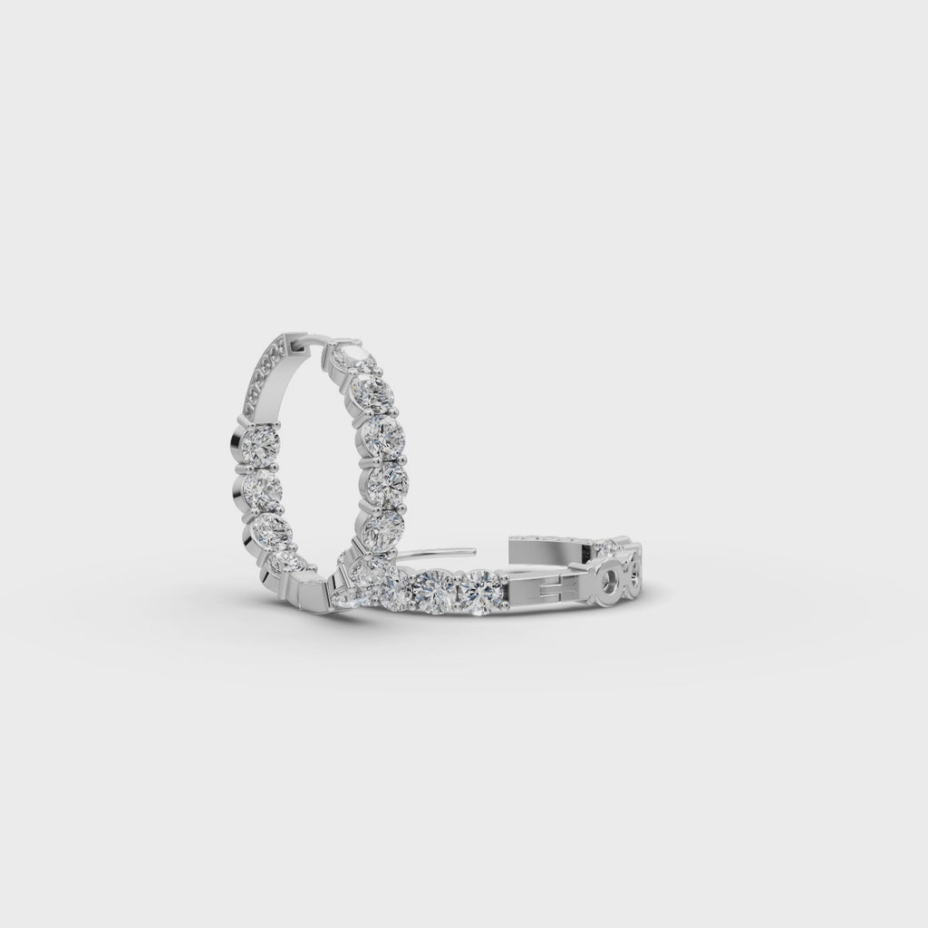 5.00 ct Minimalist Lab Diamond Round Hoop EarHoops Earring