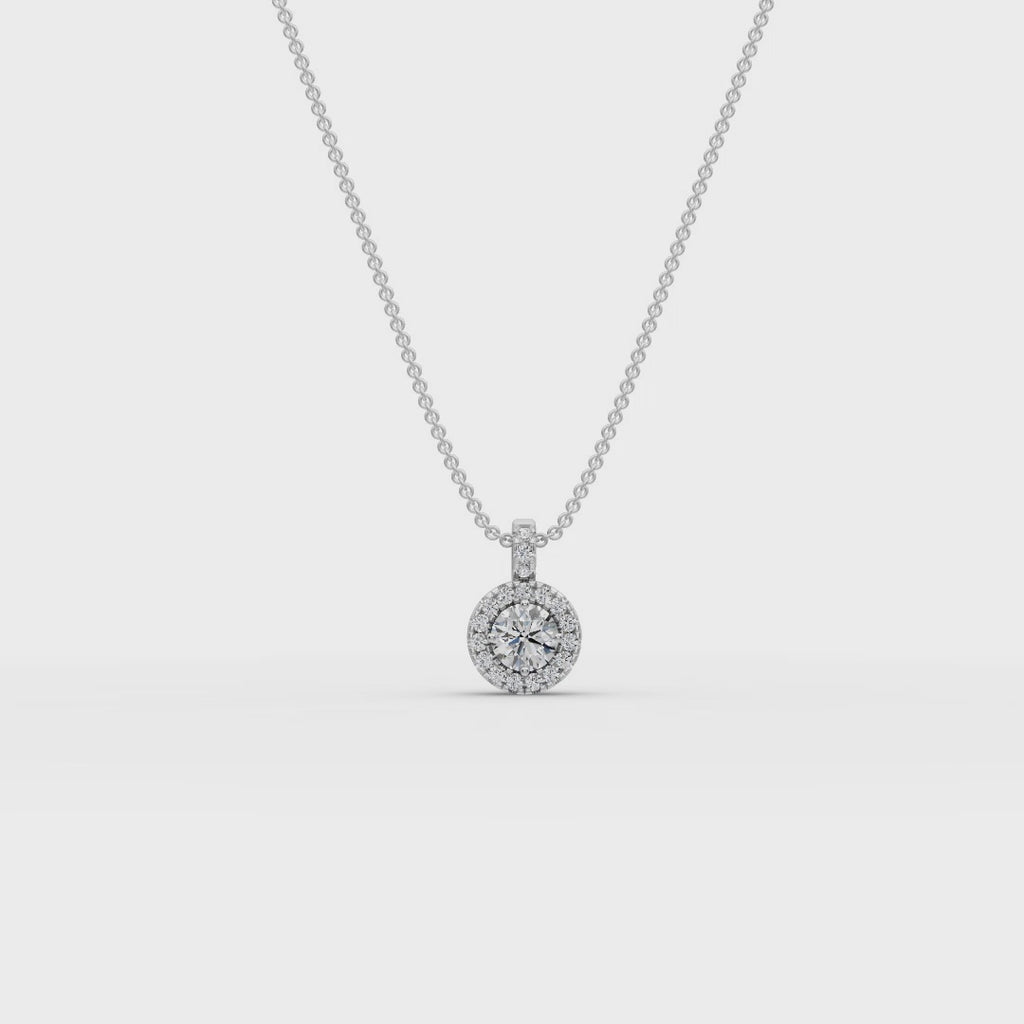 1.00 ct Romantic Lab Grown Round Diamond Halo Pendant