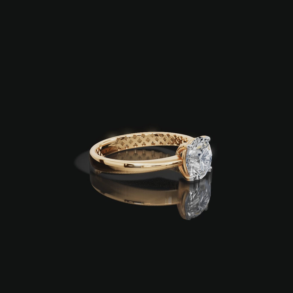 1.50 tcw Round Solitaire Diamond Gold Ring