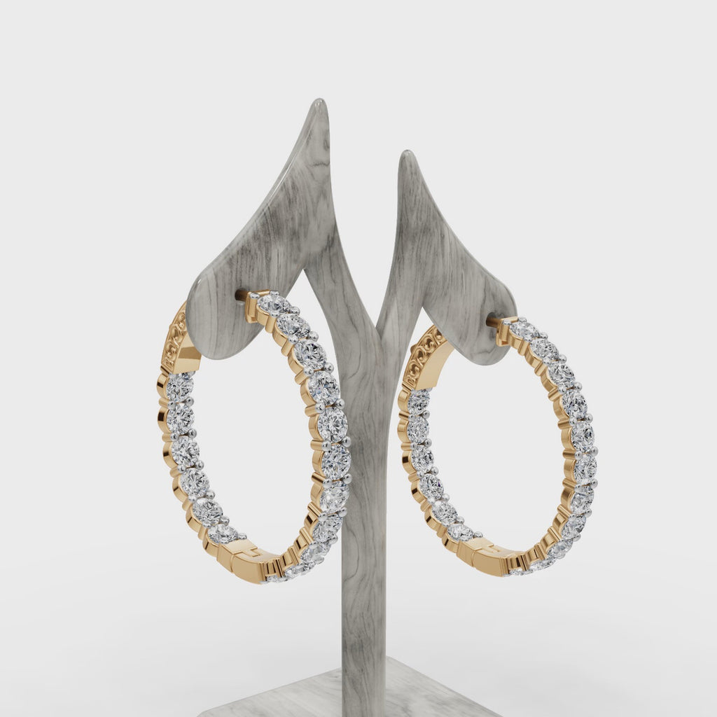 3.00 ct Bridal Lab Diamond Round Hoop EarHoops Earring