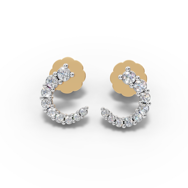 Crescent Moon Diamond Stud Earrings